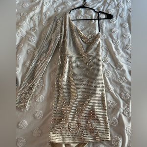 One shoulder sequin mini dress